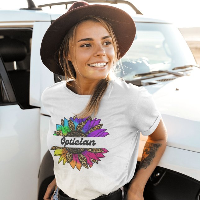 Optician Profession Rainbow Sunflower  T-Shirt (Optician Profession Rainbow Sunflower T-Shirt
)