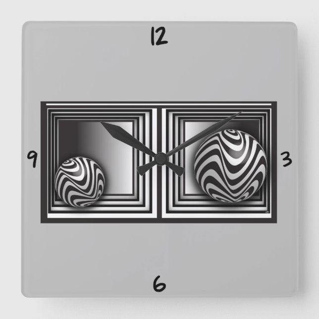 Optics thru Shapes Square Wall Clock (Front)