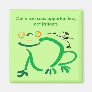 Optimism frog and flies magnet