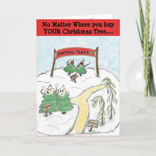 Optimist Lot Christmas Trees Holiday Card (Front)