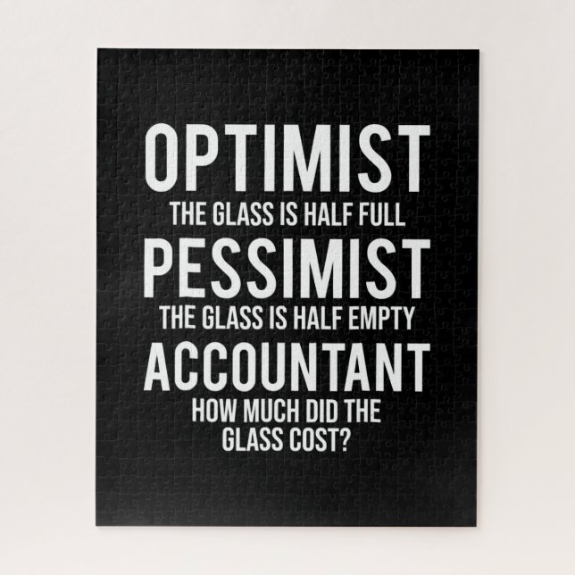 Optimist Pessimist Accountant Glass Costume Gift Jigsaw Puzzle (Vertical)