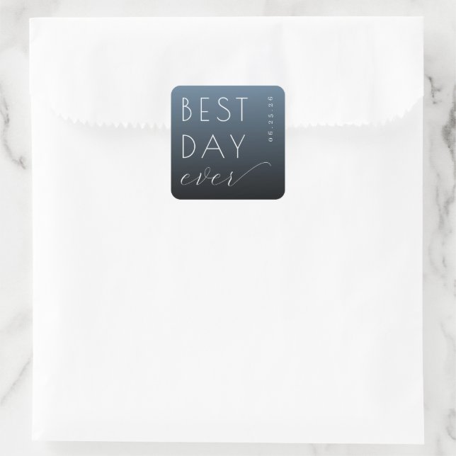 Optimistic Blue Typographic Wedding Sticker (Bag)