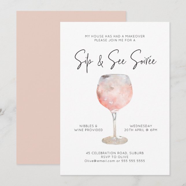 Option 1: Sip & See Soiree  Invitation (Front/Back)