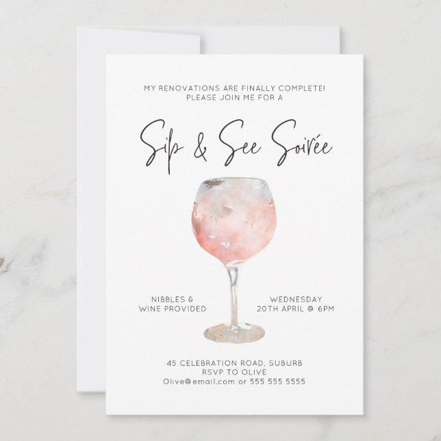 Option 5: Sip & See Soiree  Invitation (Front)