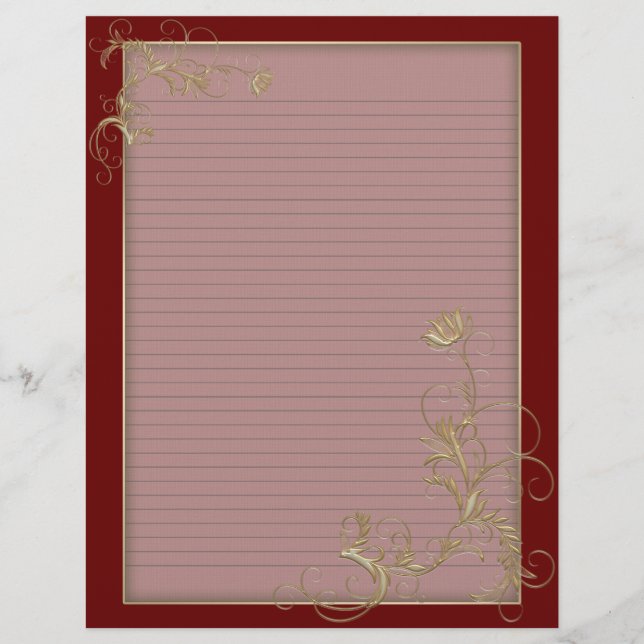 Optional Line Letterhead GoldFloral Burgundy Frame (Front)