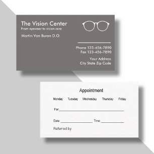 Optometrist And Vision Care Appointment Card