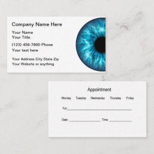 Optometrist Appointment Card For An Eye Doctor