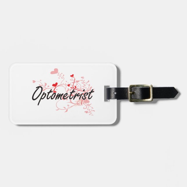 Optometrist Artistic Job Design with Hearts Luggage Tag (Front Horizontal)