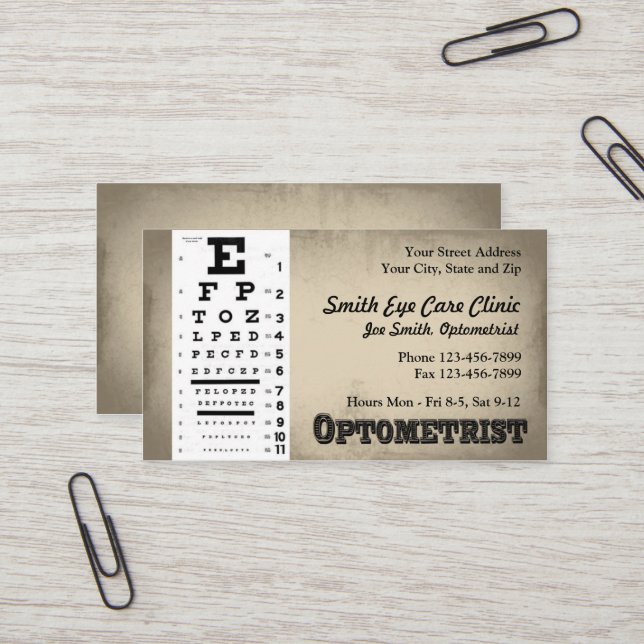 Optometrist Business Card (Front/Back In Situ)