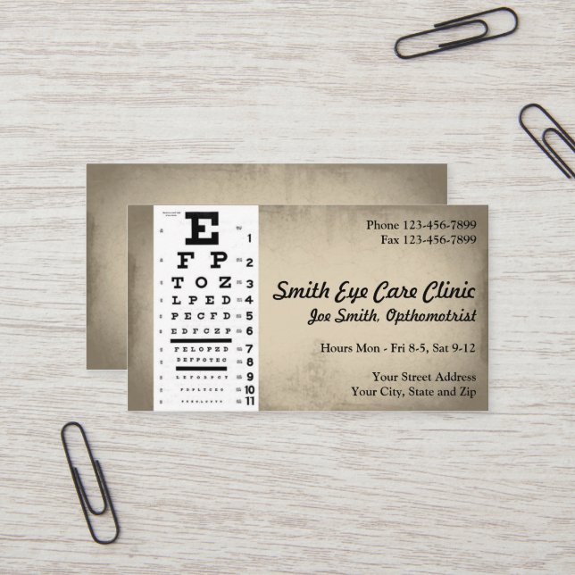 Optometrist Business Card (Front/Back In Situ)