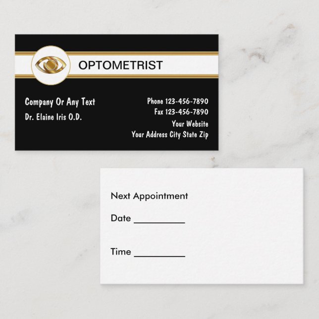 Optometrist Business Cards (Front/Back)