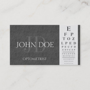 Optometrist Chart Dark Grey Slate Stone Business Card