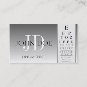 Optometrist Chart Eye Doctor Silver Fade Monogram Business Card