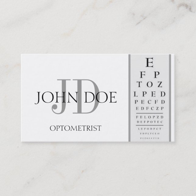 Optometrist Chart White Business Card (Front)