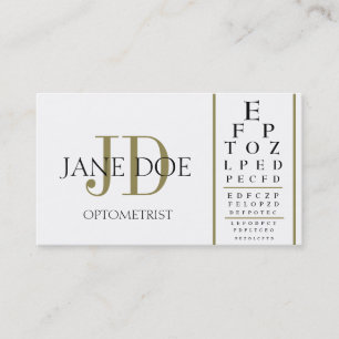 Optometrist Chart White/Gold Stripes Business Card