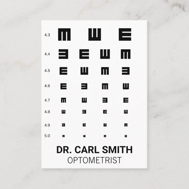 Optometrist | Doctor | Eye Exam Chart Appointment Card (Front)