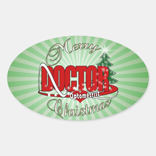 OPTOMETRIST DOCTOR MERRY CHRISTMAS OVAL STICKER (Front)