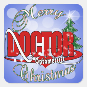 OPTOMETRIST DOCTOR MERRY CHRISTMAS SQUARE STICKER