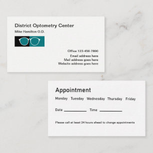 Optometrist Eye Doctor Appointment  Business Card