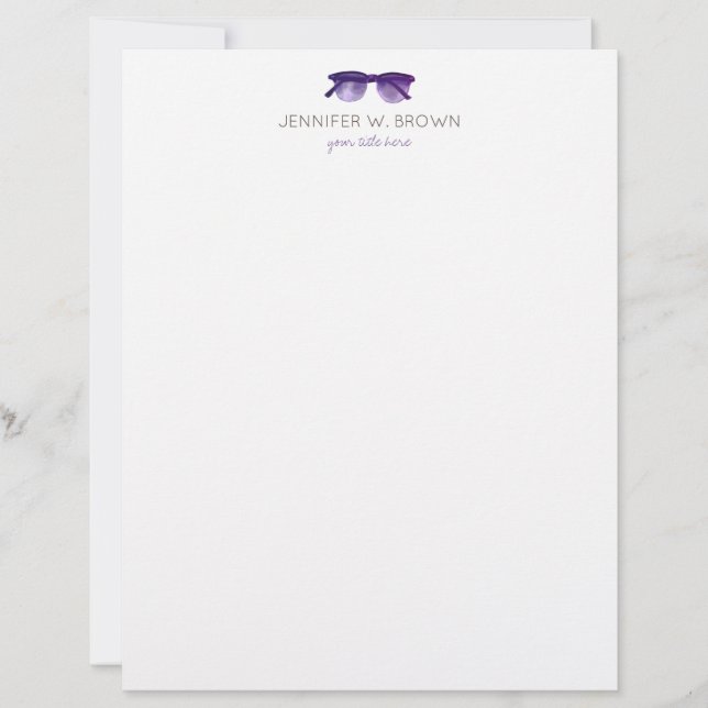 Optometrist Eye Doctor Glasses Custom Letterhead (Front)