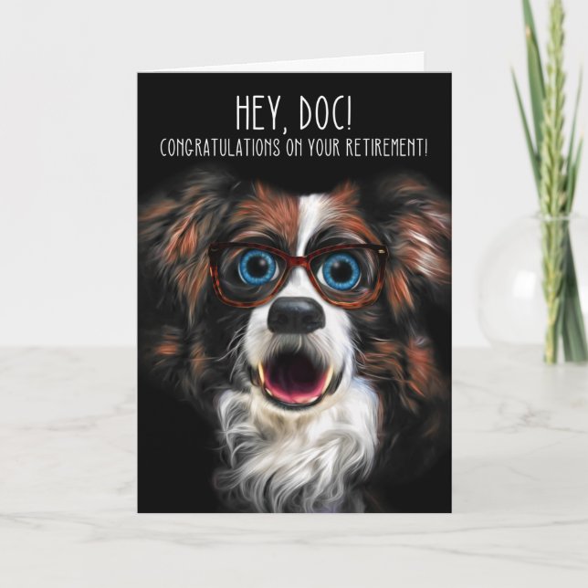 Optometrist Eye Doctor Retirement Funny Dog Card (Front)