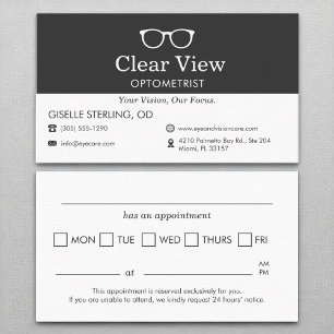 Optometrist Eye Glass Office Appointment Reminder  Business Card