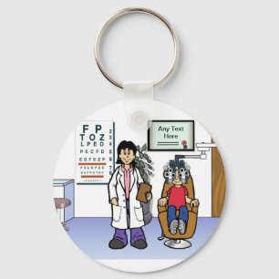 Optometrist - Female Cartoon by PrintedPerfection Key Ring