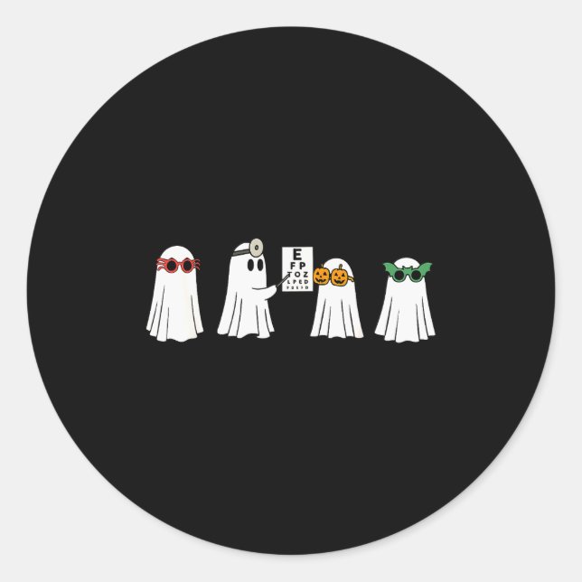 Optometrist Ghost Boo Center Halloween Optician  Classic Round Sticker (Front)