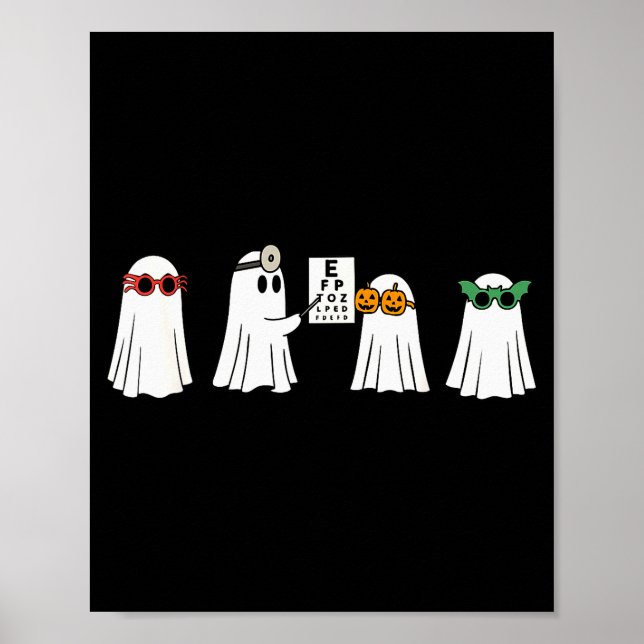 Optometrist Ghost Boo Center Halloween Optician  Poster (Front)