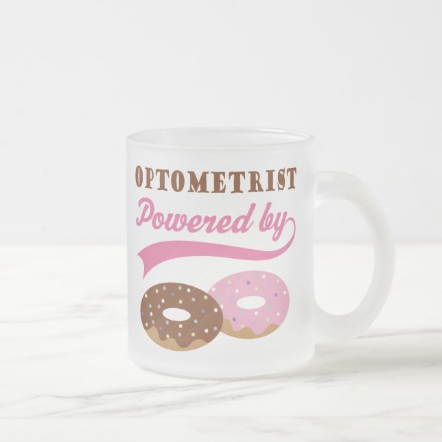 Optometrist Gift (Doughnuts) Frosted Glass Coffee Mug (Right)