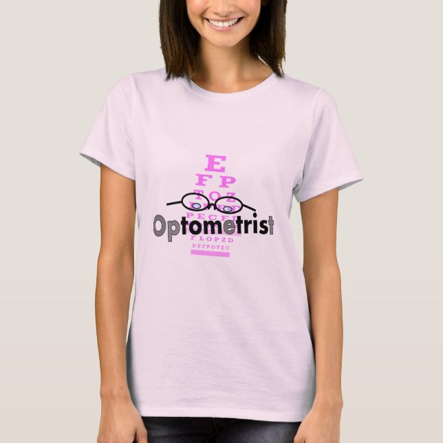 Optometrist Gifts, Eyeglasses and Eyechart Design T-Shirt (Front)