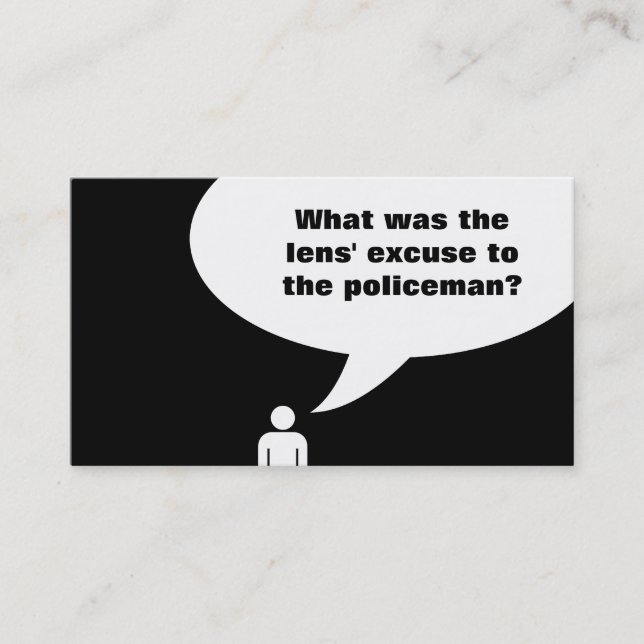 optometrist joke / police officer joke business card (Front)