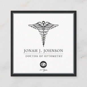 Optometrist Minimalist Black   Grey Border Square Business Card