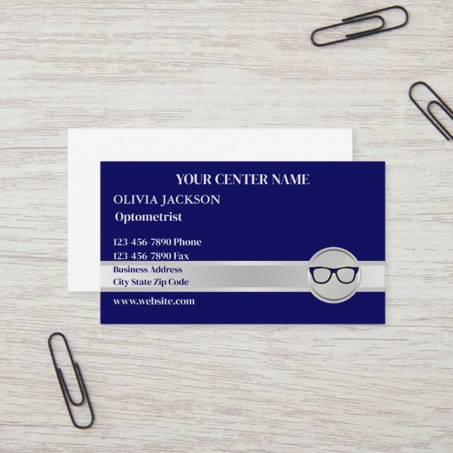 Optometrist Modern Eyewear Doctor Vision Care  Business Card (Front/Back In Situ)
