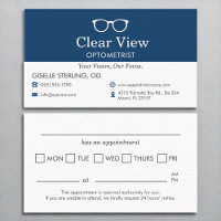Optometrist Office Appointment Reminder Navy Blue