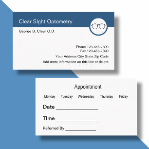 Optometrist Ophthalmologist Eyewear Design Business Card