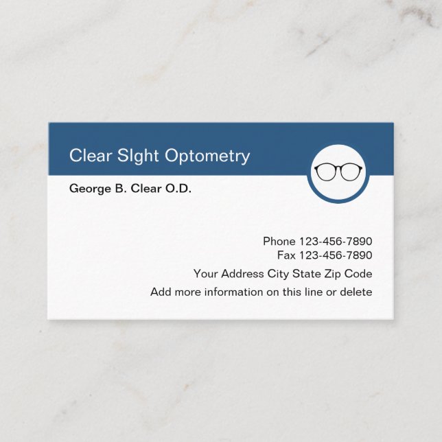 Optometrist Ophthalmologist Eyewear Design Business Card (Front)