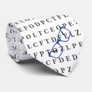Optometrist Optician Eye Test Chart and Specs Tie