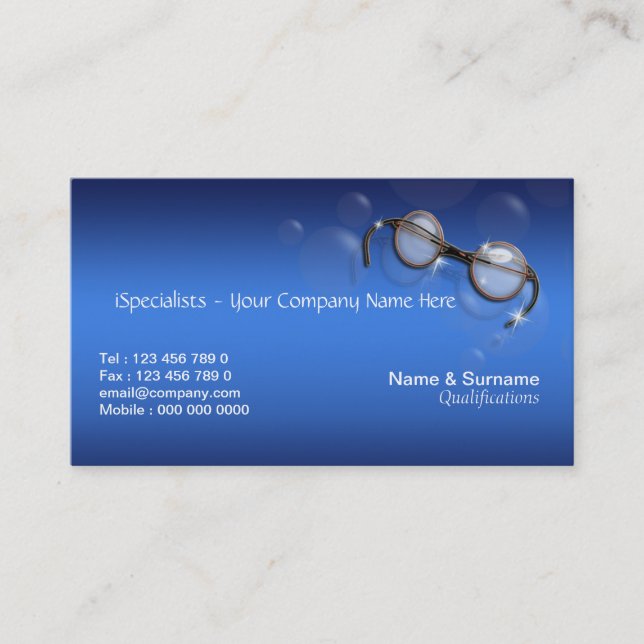 Optometrist optics optician eye turquoise business card (Front)