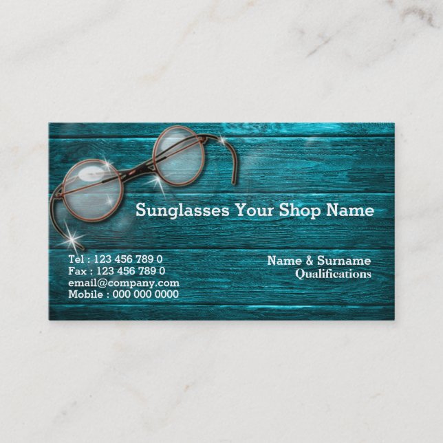 Optometrist optics optician glasses rustic business card (Front)
