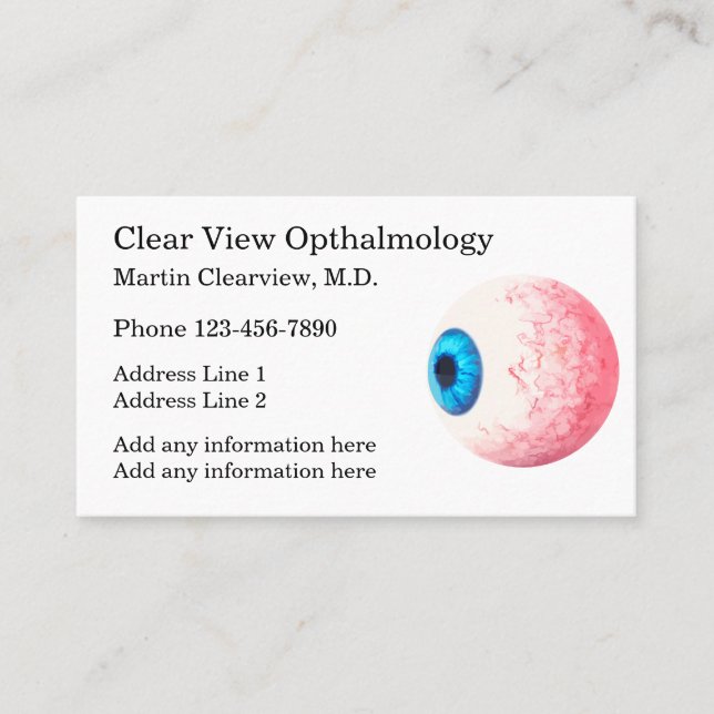 Optometrist or Ophthalmologist Appointment Busines Business Card (Front)