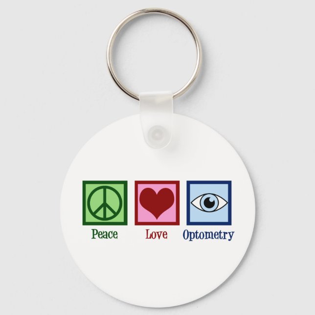 Optometrist Peace Love Optometry Blue Eye Doctor Key Ring (Front)
