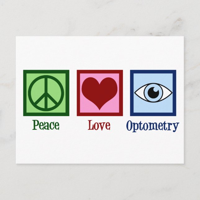 Optometrist Peace Love Optometry Blue Eye Doctor Postcard (Front)