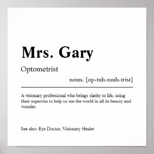 Optometrist Personalised Gift Poster