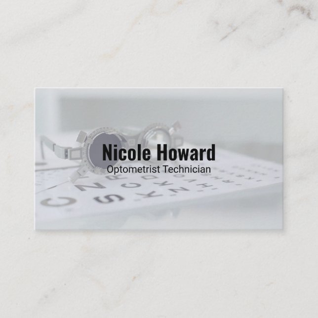 Optometrist | Phoropter | Eye Exam Chart Business Card (Front)