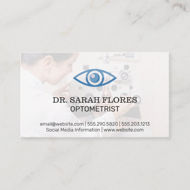Optometrist | Phoropter | Eye Icon Business Card (Front)