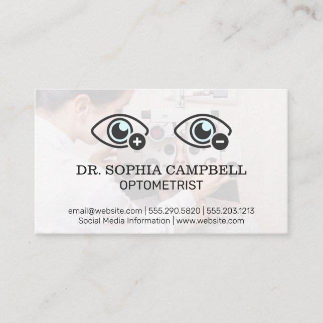 Optometrist | Phoropter | Eye Measurement Icon Business Card (Front)