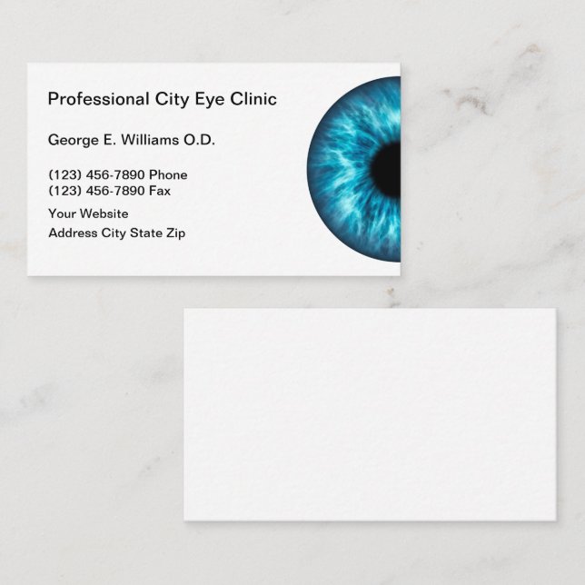 Optometrist Professional Business Cards Eye (Front/Back)