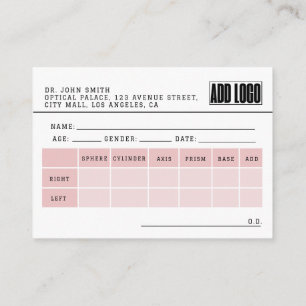 Optometrist Spectacle Prescription Business Enclosure Card