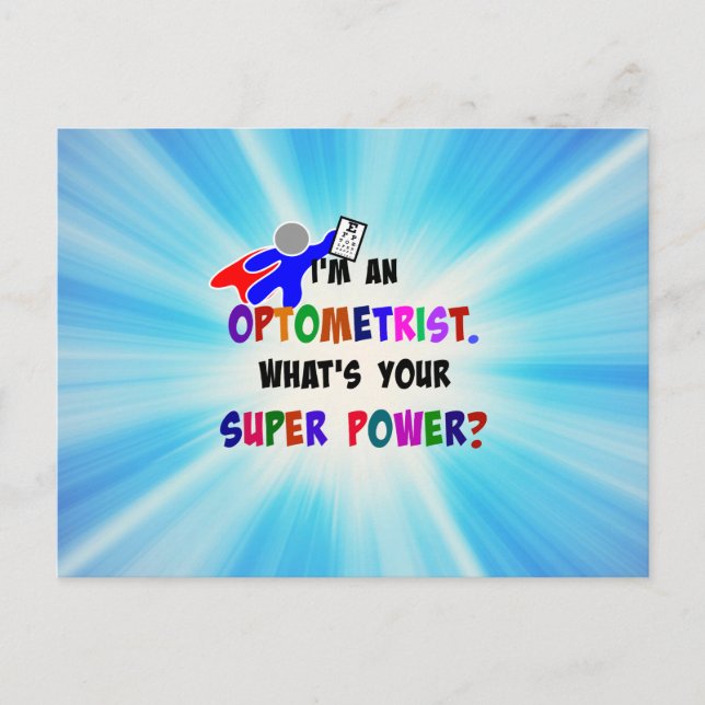 Optometrist Superhero custom design Postcard (Front)